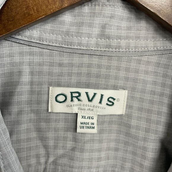 NEW Orvis Men's XL Short Sleeve Tech Shirt Gray Check Polyester - Picture 7 of 12